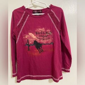 Rock & Roll Cowgirl Kids' Pink Long Sleeve Shirt size XS